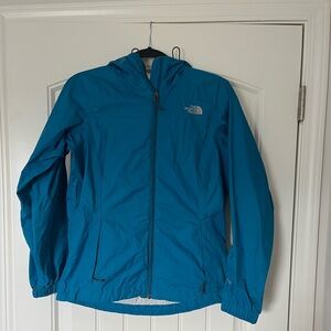 Northface women’s blue rain jacket size small.